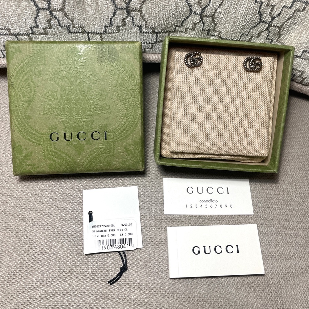 Authentic Gucci Marmont Earrings in Silver Tone